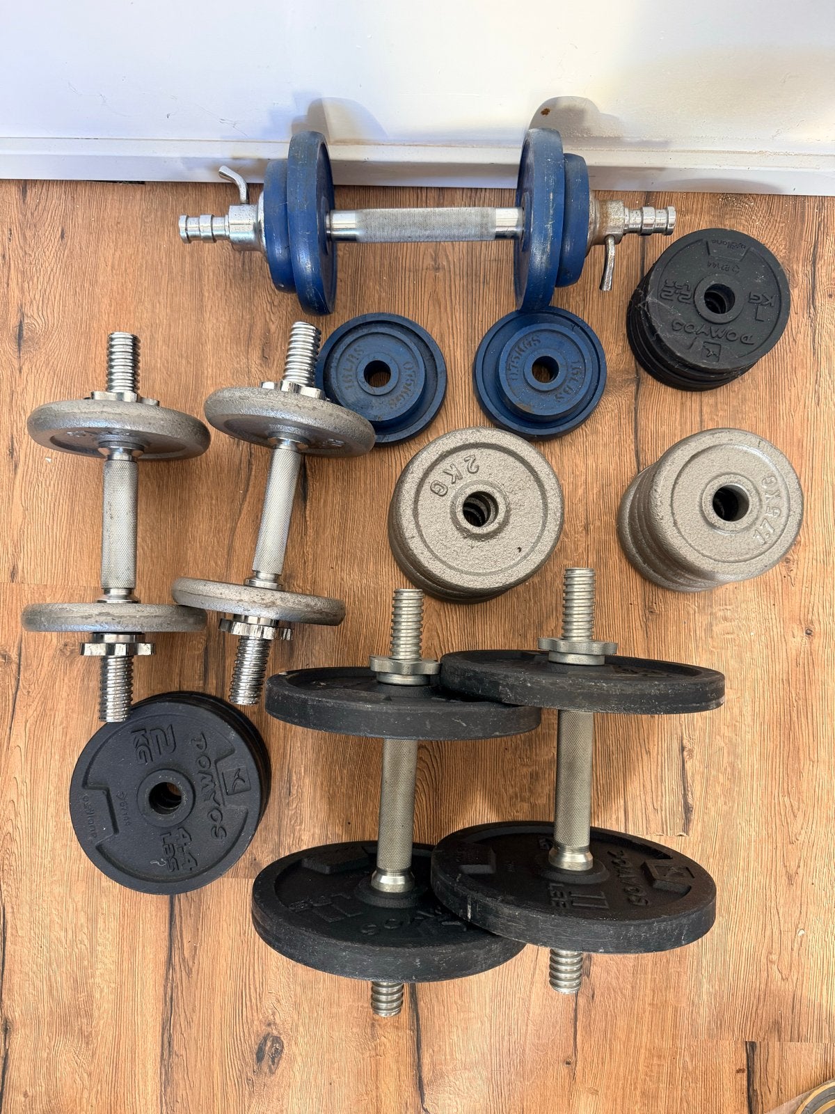 Complete Halterset met diverse gewichten, Ophalen, Gebruikt, Armen, Halterset