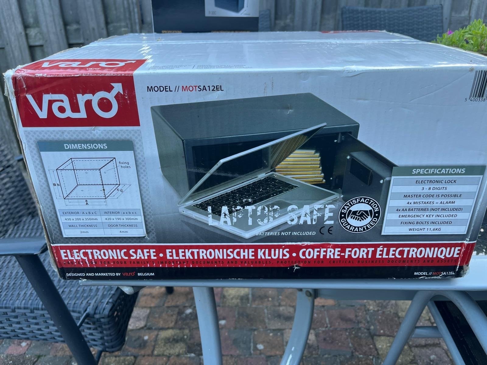 Varo MOTSA12EL Elektronische Kluis - Laptop Safe, Ophalen of Verzenden, Nieuw, Brandkast