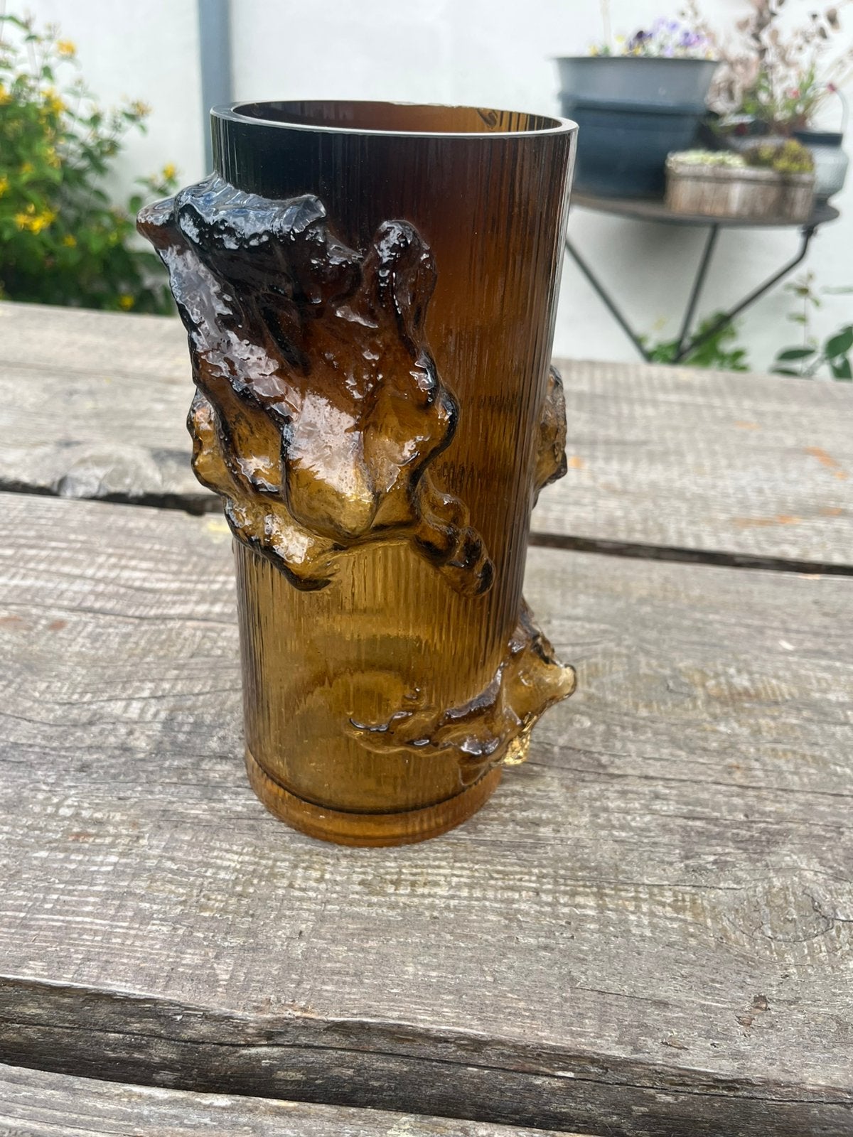 Vaas glas amber kleurig Petaja jaren 70 Kaj Blomqvist Kumela, Ophalen of Verzenden
