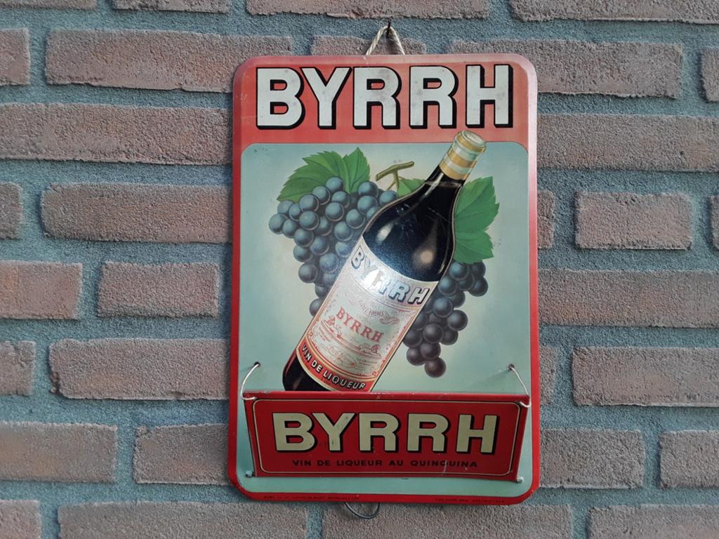 BYRRH  antiek reclame bord 1950, Ophalen of Verzenden, Gebruikt, Reclamebord