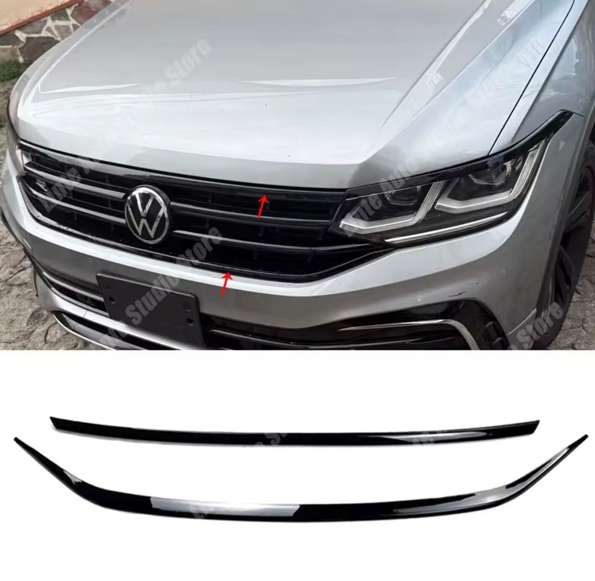 Nieuwe zwarte lijsten voor de Tiguan facelift, vanaf 2021, Auto-onderdelen, Ophalen of Verzenden, Nieuw, Voor, Bumper
