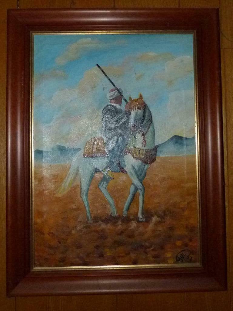 SCHILDERIJ RUITER OP ARABIER ARABISCH PAARD, Ophalen of Verzenden