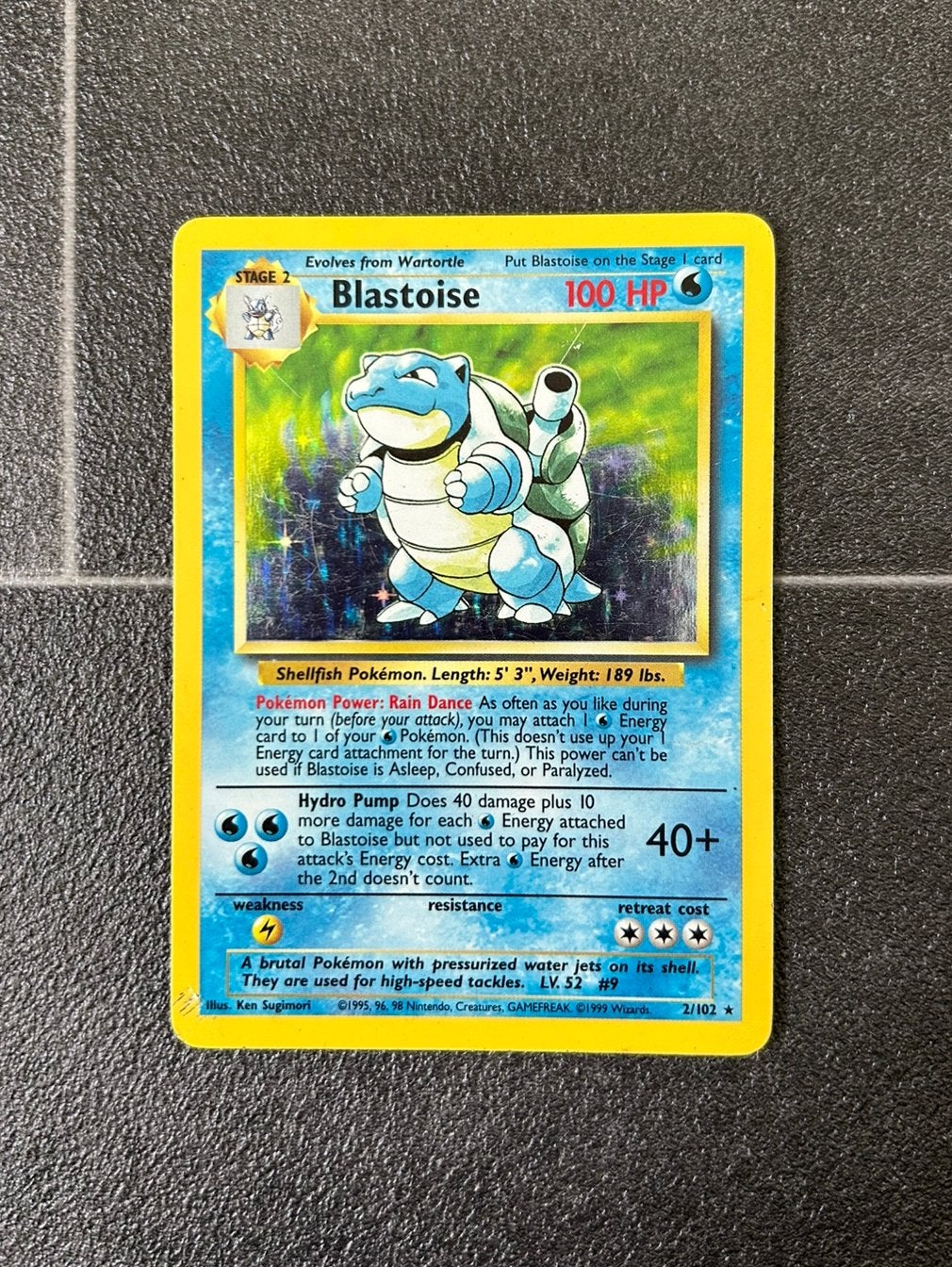 Pokémon Blastoise Holograpic Base Set 2/102 (1999), Ophalen of Verzenden, Gebruikt, Losse kaart, Foil