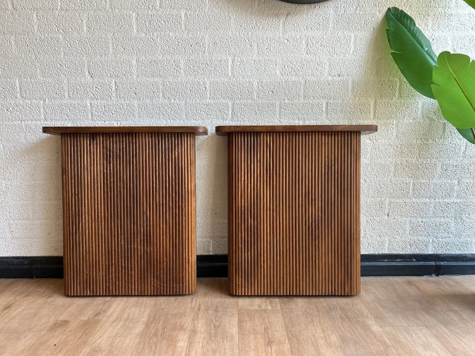 Set luxe houten tafelpoten – showroommodel – latten design, Minder dan 50 cm, 50 tot 100 cm, Nieuw, Ophalen of Verzenden