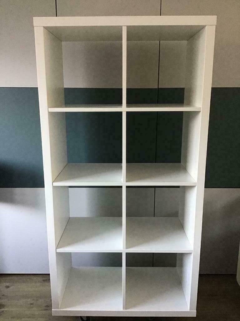 Kallax 8 vakken kast, wit, wand/roomdivider, e.v.t. bezorgen, Ophalen, Met plank(en), Gebruikt, 100 tot 150 cm