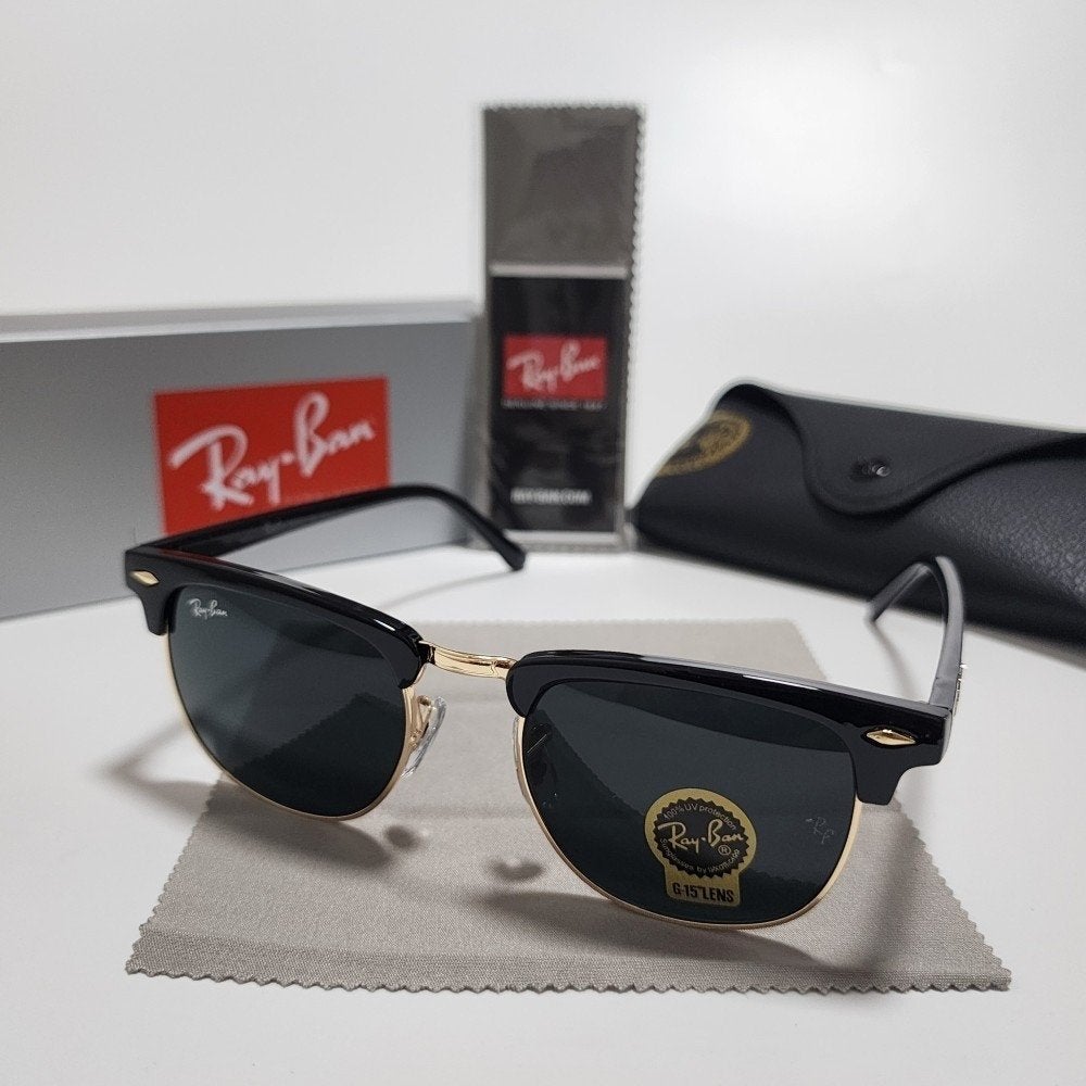 Ray-Ban Clubmaster Zonnebril RB 3016 W0365, Zonnebril, Zwart, Ophalen of Verzenden, Zo goed als nieuw