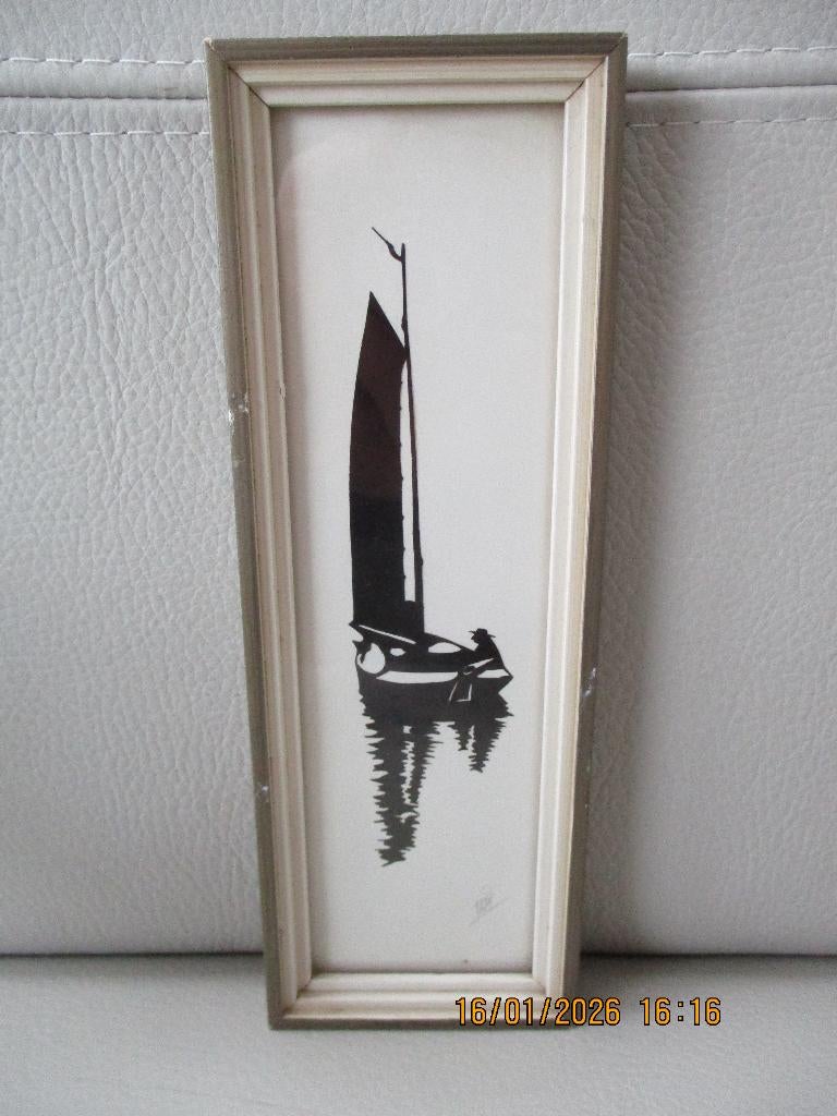 Papierknipkunst - zeilboot - design, Gebruikt, Zwart, Papier/karton, Ophalen of Verzenden