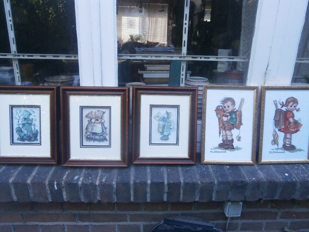 3 leuke HUMMEL afbeeldingen in lijstjes, Ophalen, Voor 1940, Gebruikt, Overige onderwerpen