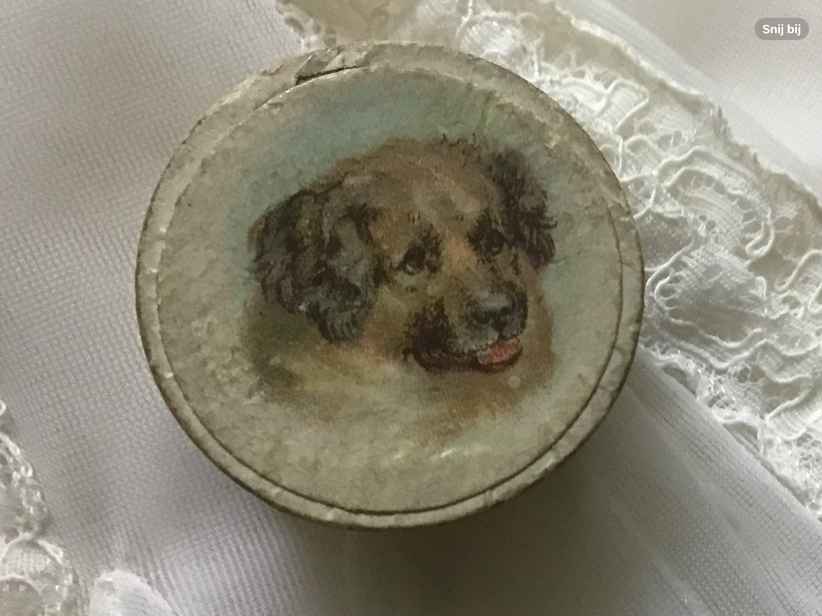 Antiek Sieraden Doosje  *Hond* juwelier Den Uijl Schoonhoven, Antiek en Kunst, Curiosa en Brocante, Ophalen of Verzenden