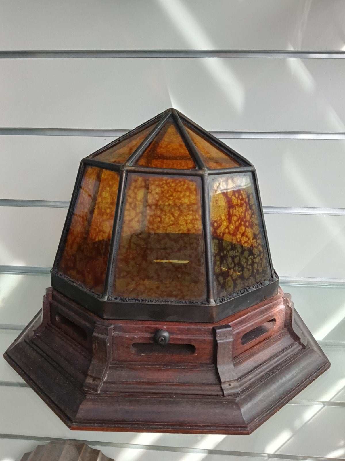 prachtige Amsterdamse school gebrandschilderde plafond lamp, Verzenden