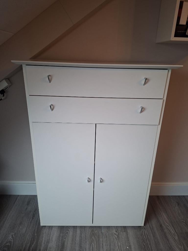 Ladekast met deurtjes wit, Huis en Inrichting, Kasten | Ladekasten, Ophalen, Gebruikt, 1 of 2 laden, 100 tot 150 cm