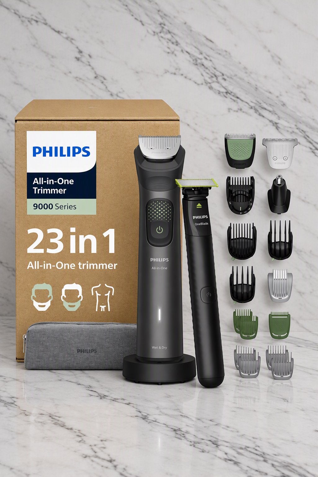 Philips All-in-One Trimmer 9000 Series 23-in-1 met OneBlade, Ophalen of Verzenden, Nieuw, Scheren en Epileren