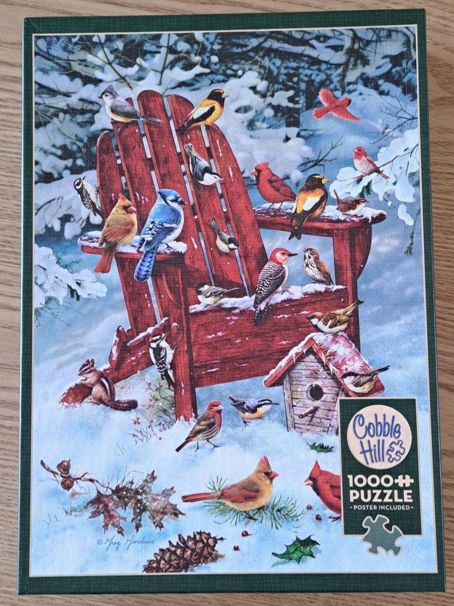 Cobble Hill puzzel 1000 stukjes Vogels in de sneeuw, Hobby en Vrije tijd, Denksport en Puzzels, Ophalen of Verzenden, 500 t/m 1500 stukjes