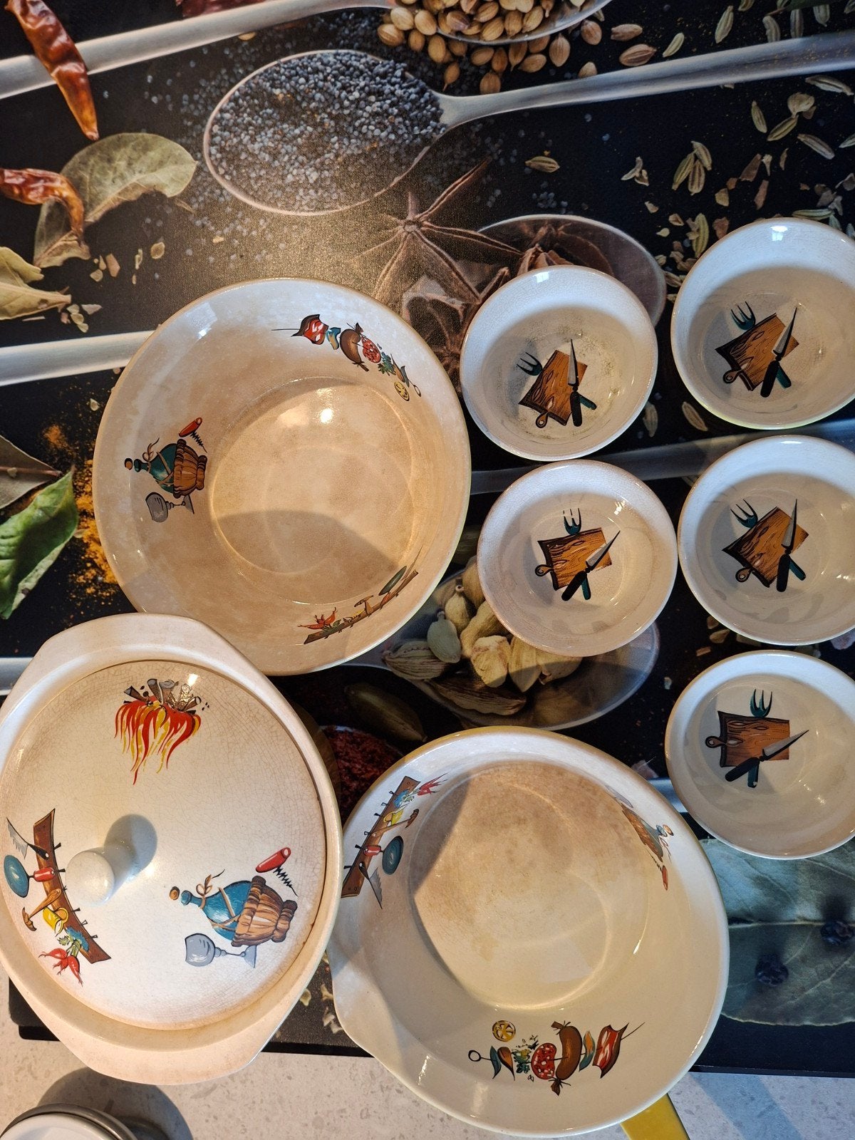 8-delige vintage Fondu set 1960 Villeroy en Boch set, Ophalen of Verzenden