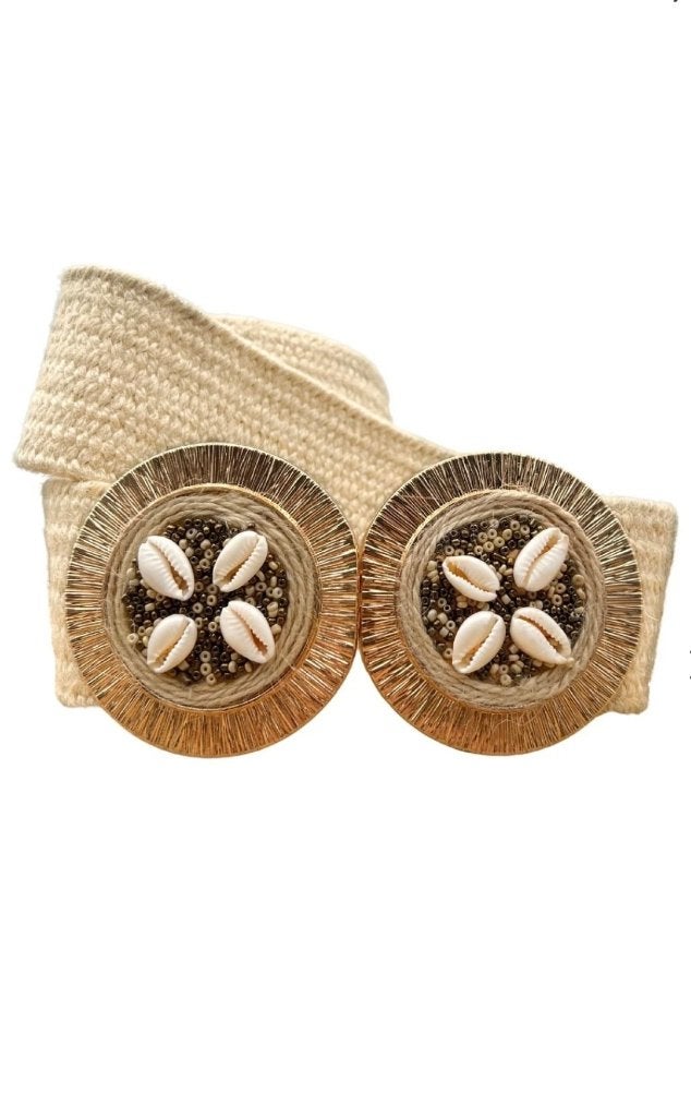 Riem Beige One size Schelpen Goud Gesp, Kleding | Dames, Riemen en Ceinturen, Julesmar, 3 tot 5 cm, Verzenden, Nieuw