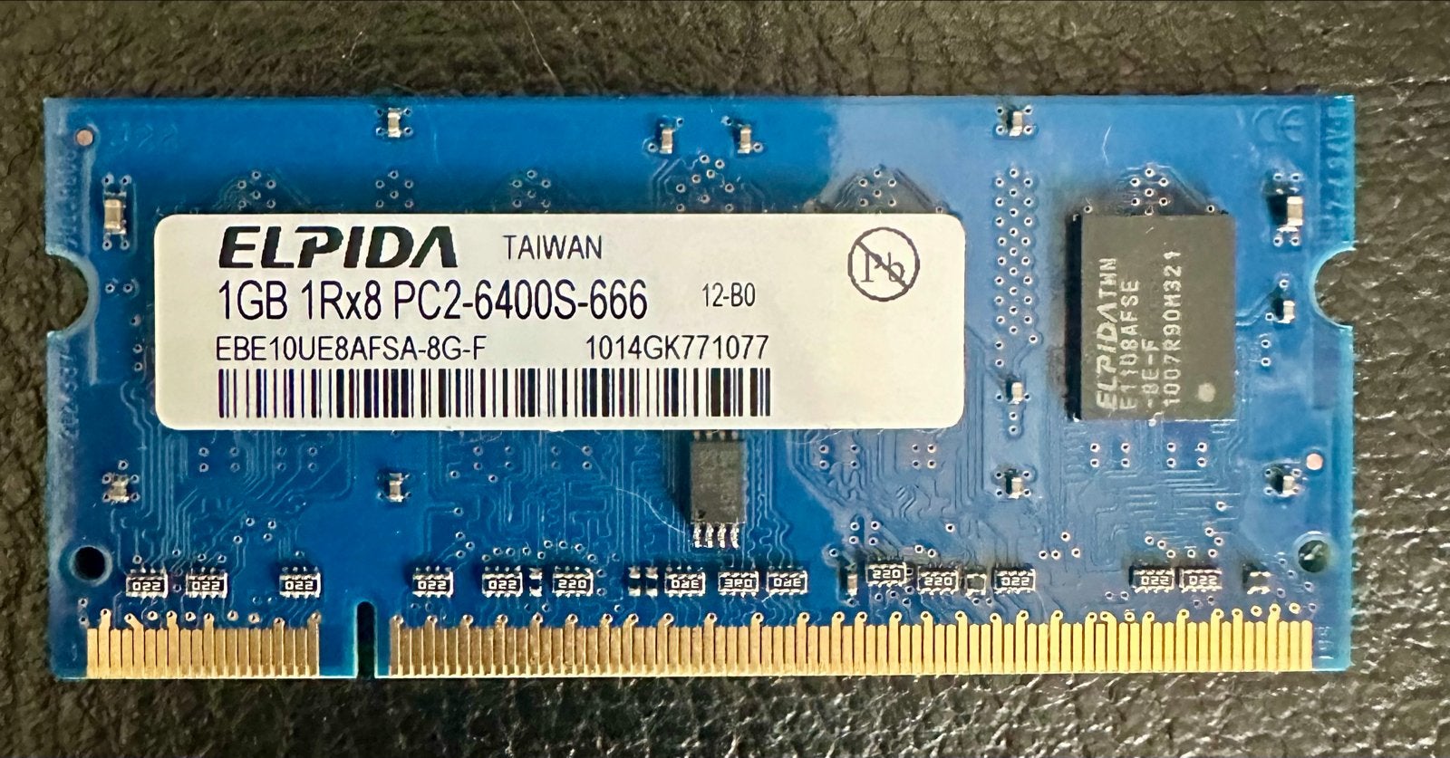 Elpida 1GB DDR2 RAM PC2-6400S-666 Laptop Geheugen, Ophalen of Verzenden, DDR2, Laptop, Gebruikt