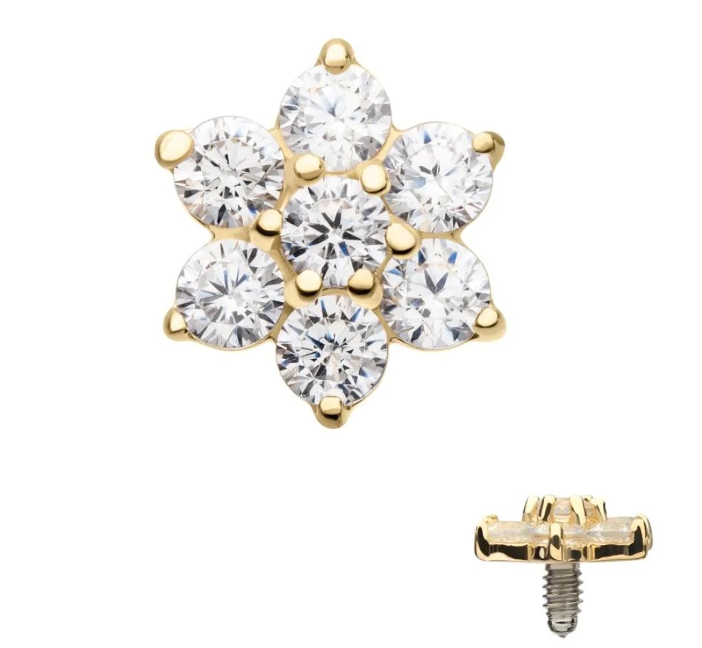 14 Karaats Gouden microdermal bloem, Sieraden, Tassen en Uiterlijk, Piercings, Ophalen of Verzenden, Nieuw, Goud, Overige typen