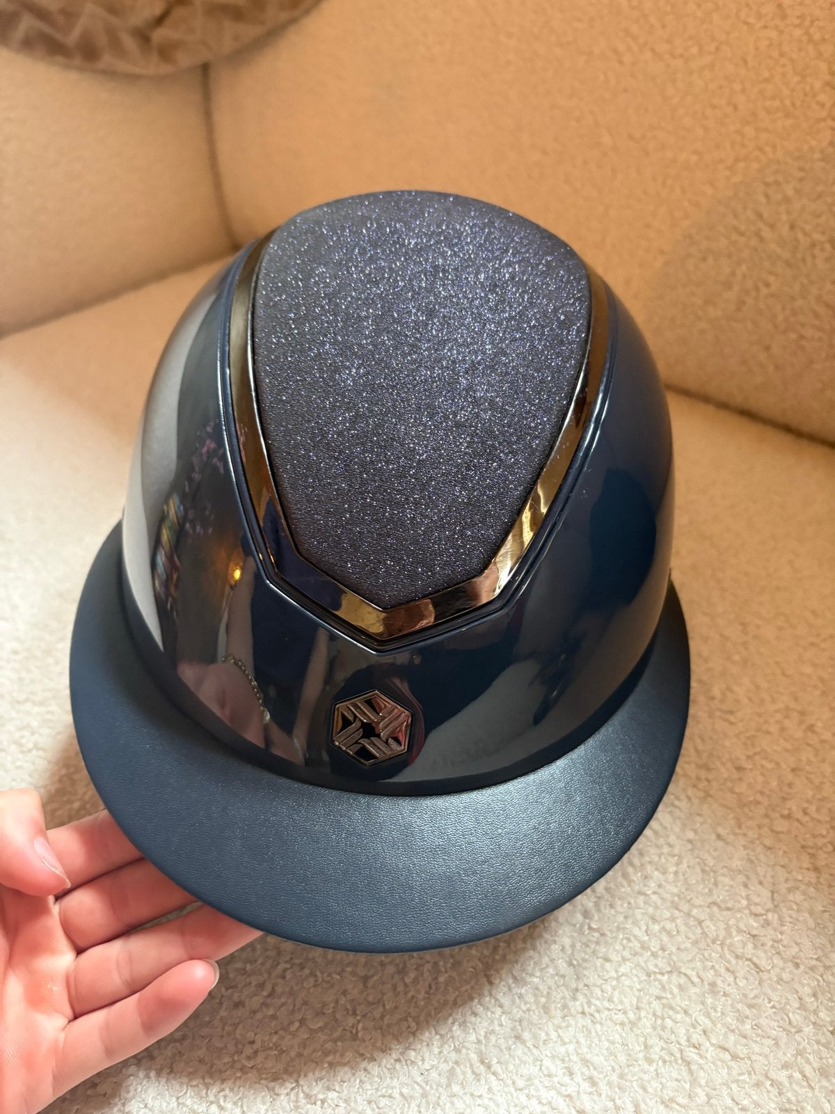 Charles Owen Cap maat S 52-55 donkerblauw met brede klep, Dieren en Toebehoren, Paardrijkleding, Ophalen of Verzenden, Zo goed als nieuw
