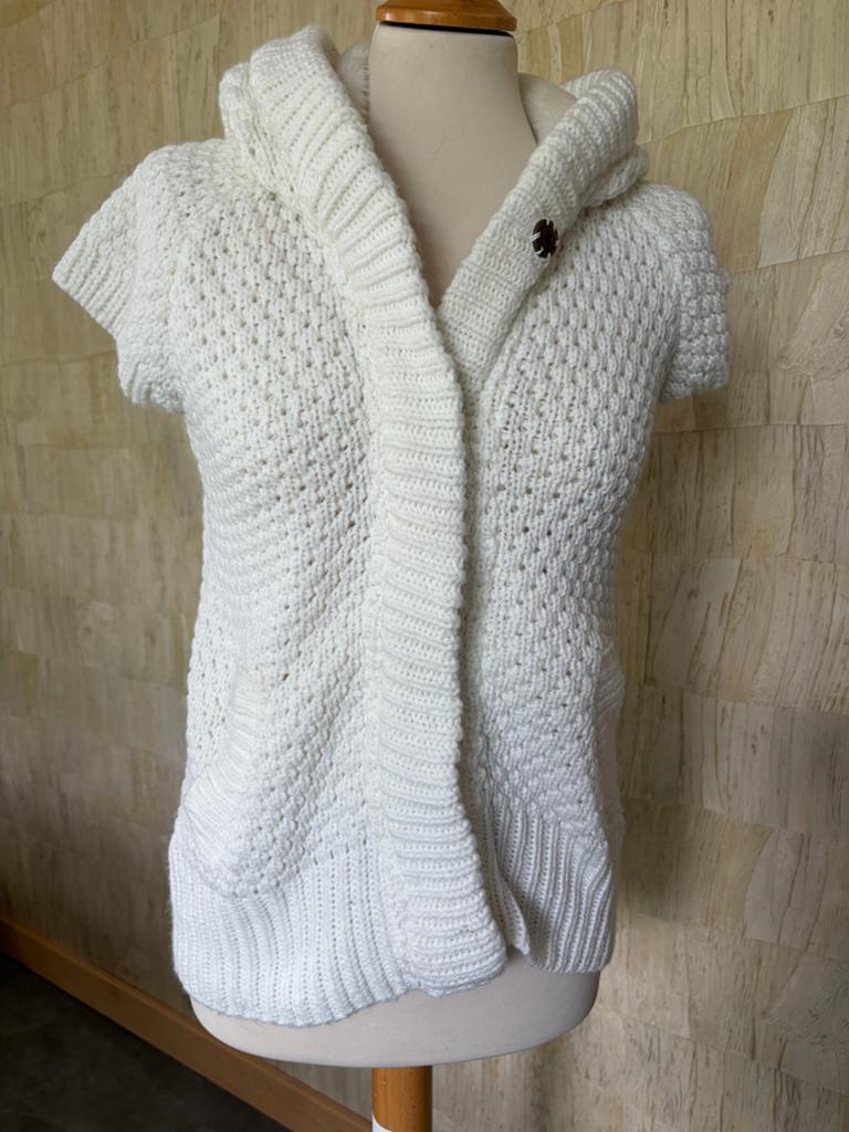 Zara Knitwear wit gebreid vest met capuchon, maat L, Ophalen of Verzenden, Zo goed als nieuw, Maat 42/44 (L), Wit