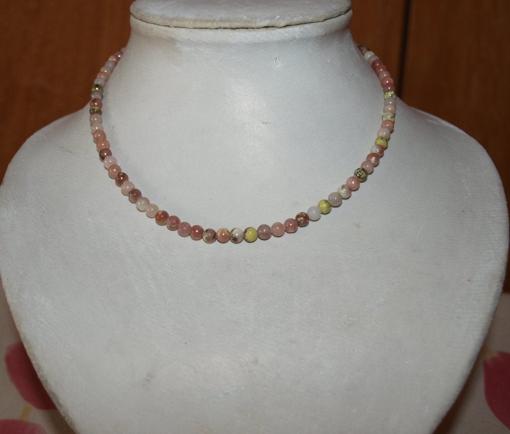Ketting met roze en gele agaat kralen, Overige materialen, Verstelbaar, Nieuw, Ophalen of Verzenden