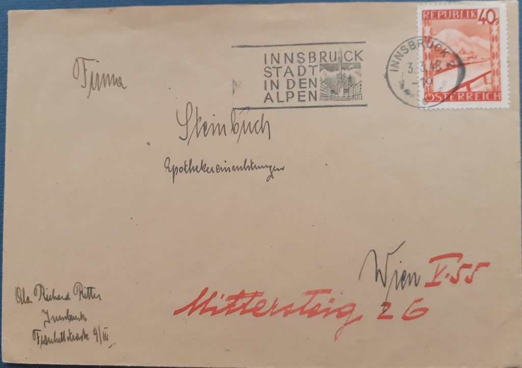 Oostenrijk Envelop 1948, Ophalen of Verzenden, Envelop