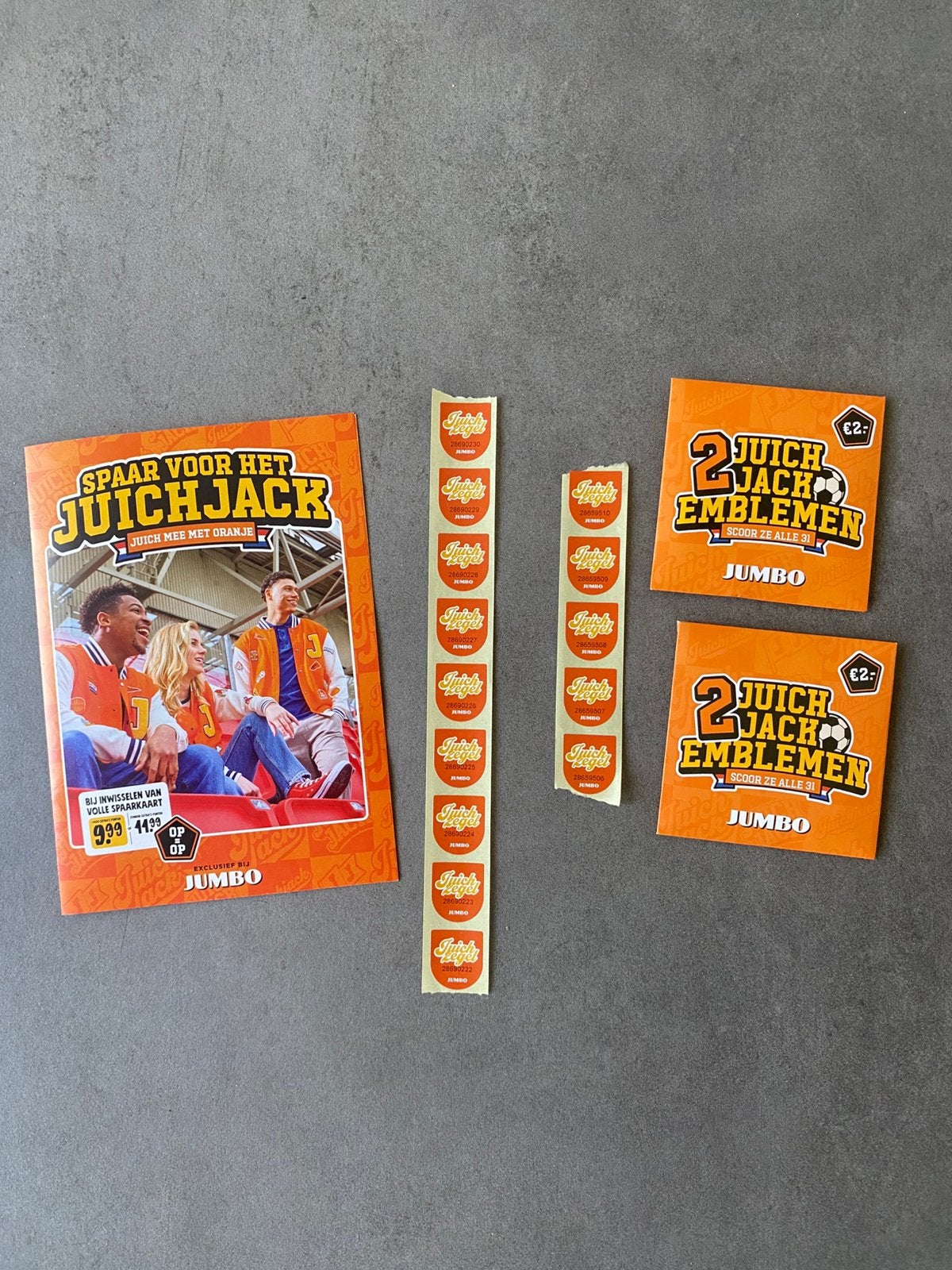 23 zegels juichjack Jumbo en 4 emblemen, Jumbo, Ophalen of Verzenden