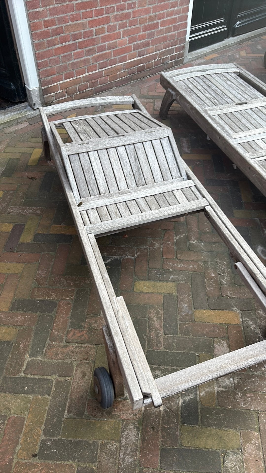 Teakhouten  ligbedden opknappers, Ophalen of Verzenden, Gebruikt, Hout
