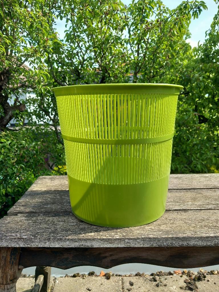 vintage groene design prullenbak, space age  seventies, Huis en Inrichting, Woonaccessoires | Prullenbakken, 10 tot 20 liter, Ophalen of Verzenden