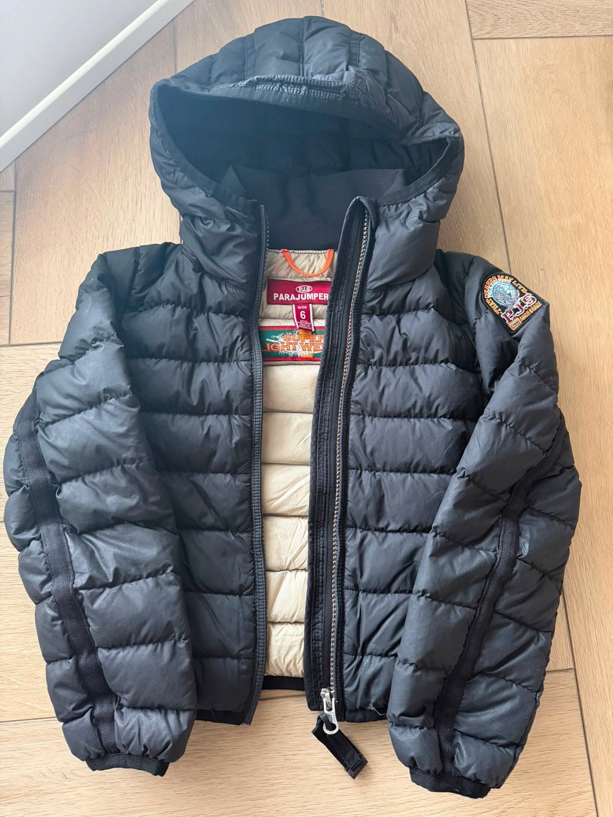 Parajumpers donsjas voor kinderen - Zwart, maat 6, Ophalen of Verzenden, Zo goed als nieuw, Jongen of Meisje