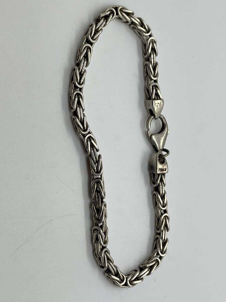 D299 Prachtige zilveren armband koningsschakel, Ophalen of Verzenden, X, Zilver, Zilver