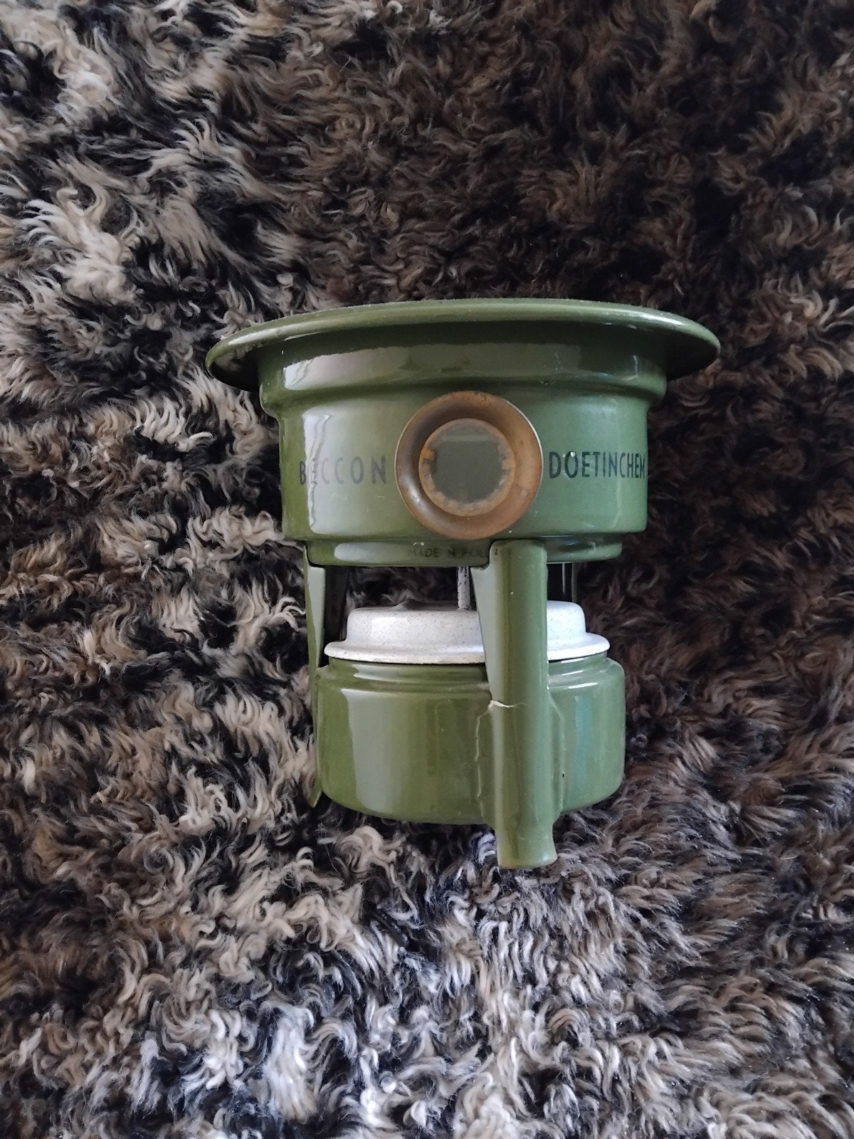 Vintage Beccon Doetinchem petroleumstel - Groen geëmailleerd, Ophalen of Verzenden