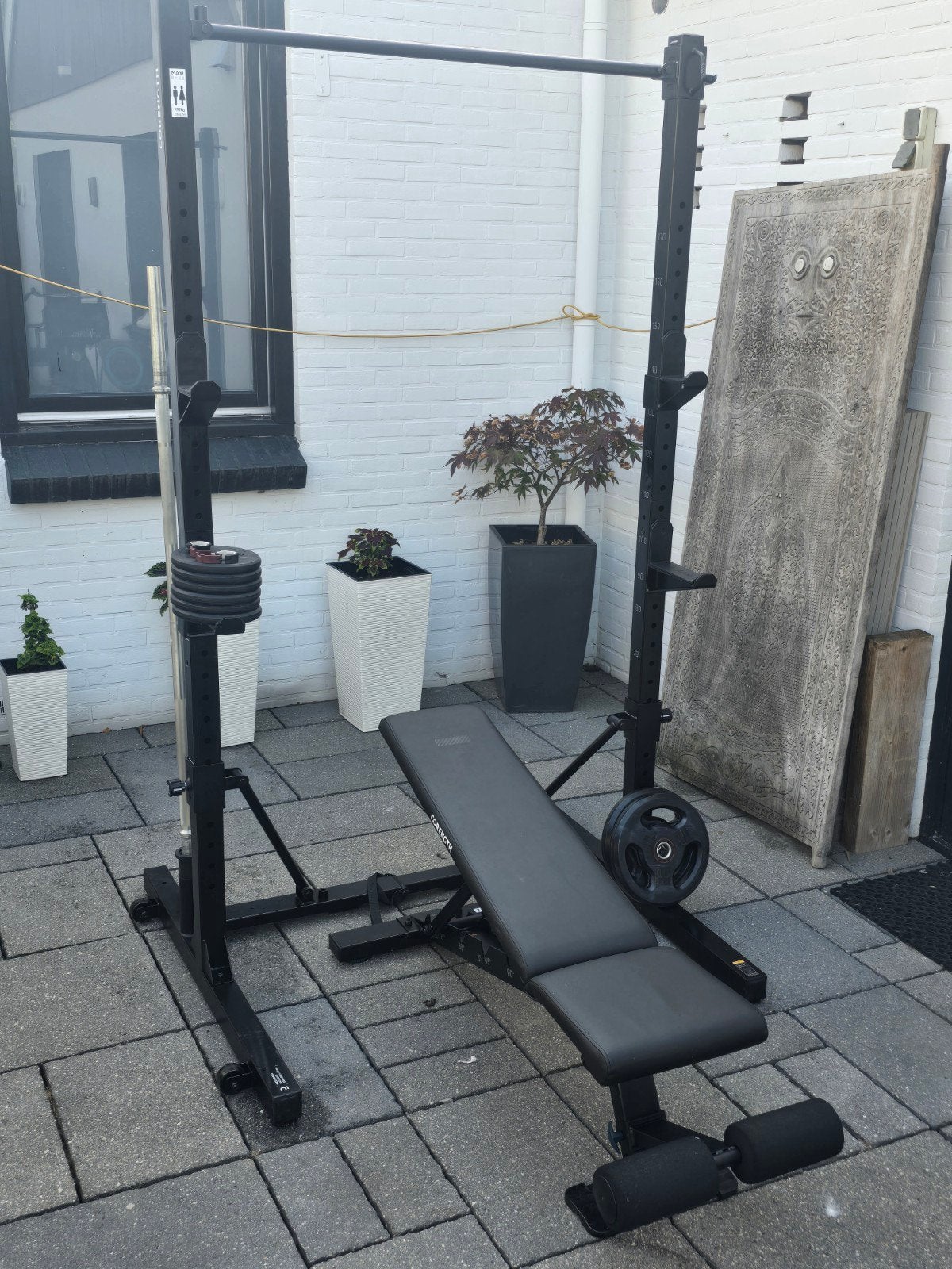 Corength bench, rack en gewicht set, Sport en Fitness, Ophalen, Gebruikt, Fitnessbank