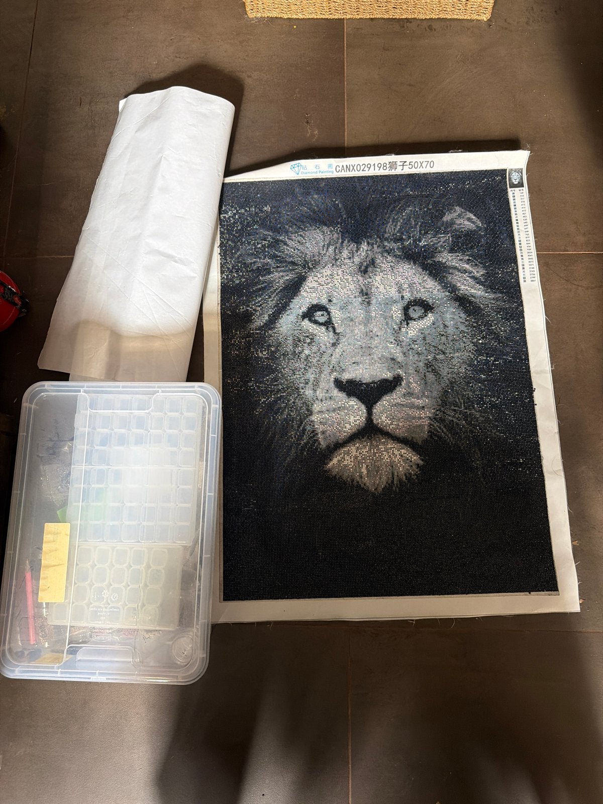 Diamond Painting Leeuw 50x70 cm - Compleet Pakket, Gebruikt, Meerkleurig, Ophalen of Verzenden, Diamond painting
