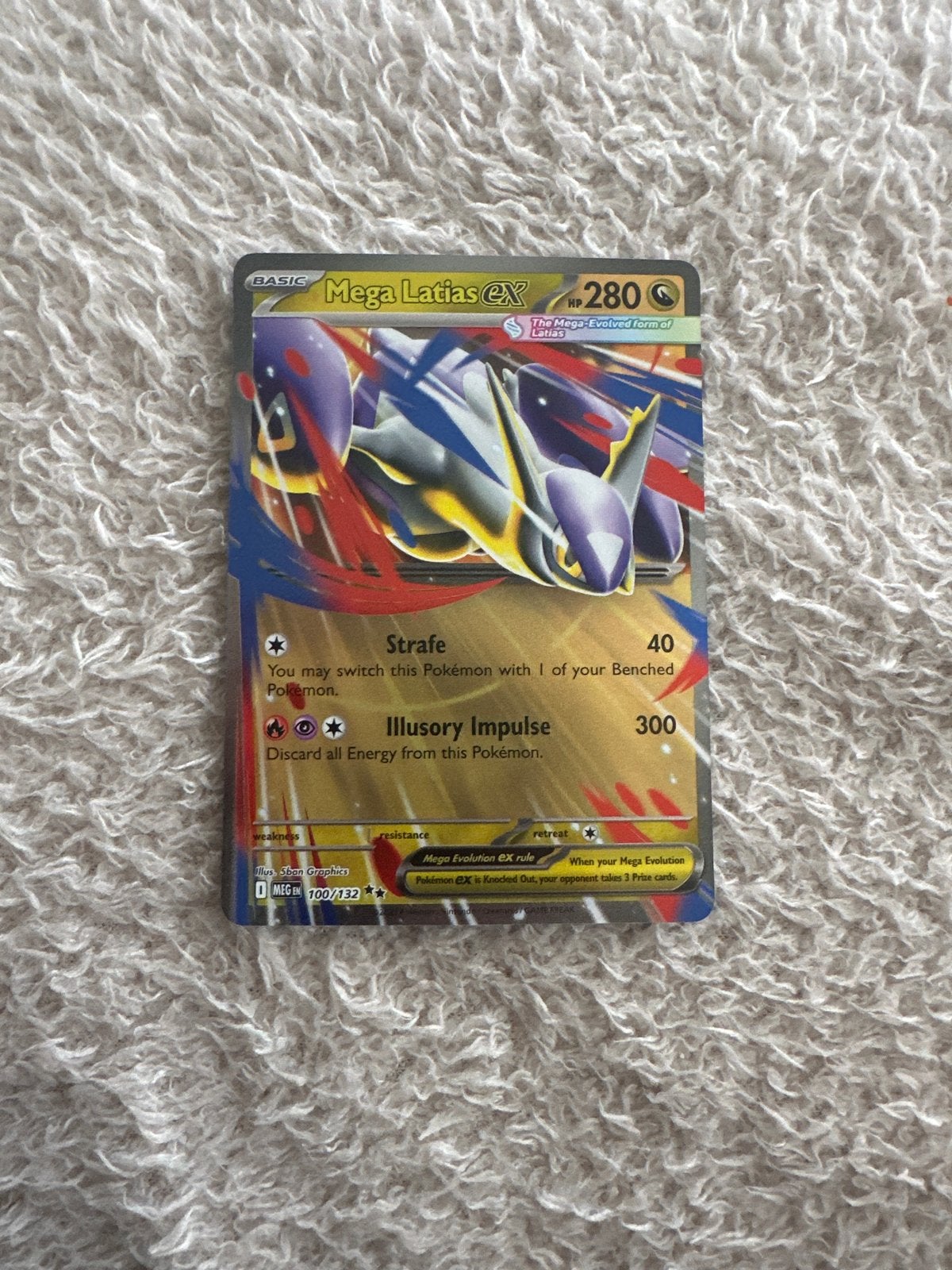 Mega Latias EX Pokémon kaart, Ophalen of Verzenden, Zo goed als nieuw, Losse kaart, Foil