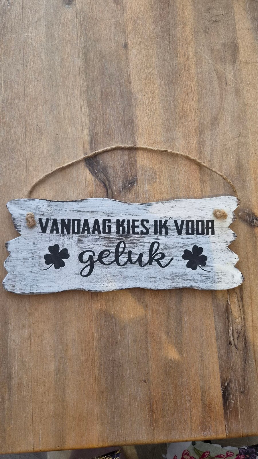 Houten decoratiebordje 'Vandaag kies ik voor geluk', Ophalen of Verzenden, Nieuw, Wit, Hout