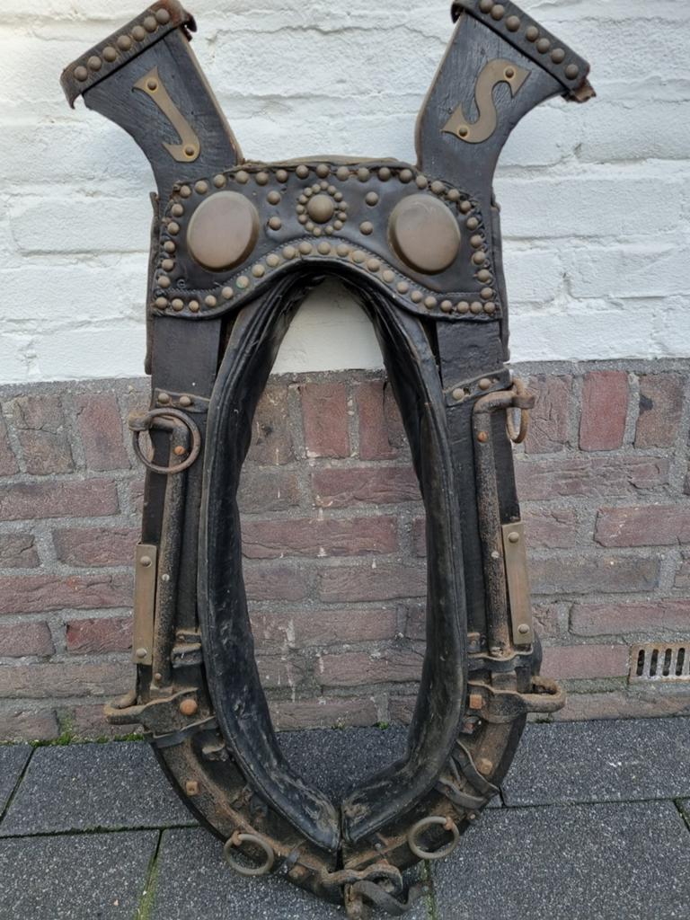 Antiek paardentuig messing en leer, Antiek en Kunst, Ophalen