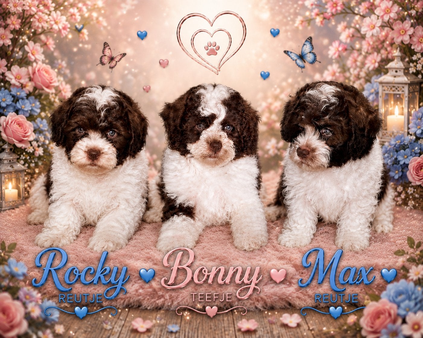 Boomer pups choco/bont 💥, Parvo, Overige rassen, 8 tot 15 weken, Meerdere