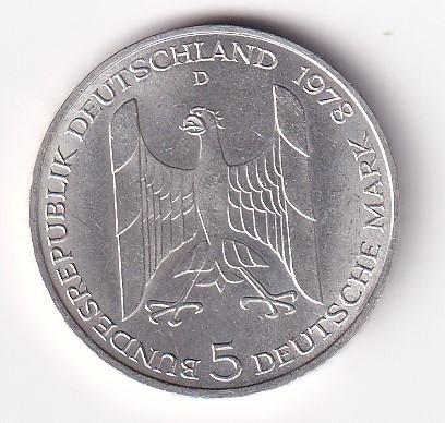 Duitsland 5 Mark 1978 D Prachtig, Verzenden, Duitsland, Losse munt, Zilver