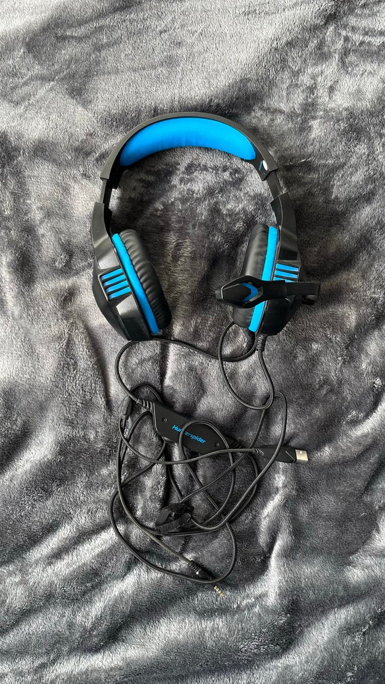 Hunterspider Gaming Koptelefoon - Zwart/Blauw, Audio, Tv en Foto, Overige merken, Gaming, Ophalen of Verzenden, Zo goed als nieuw