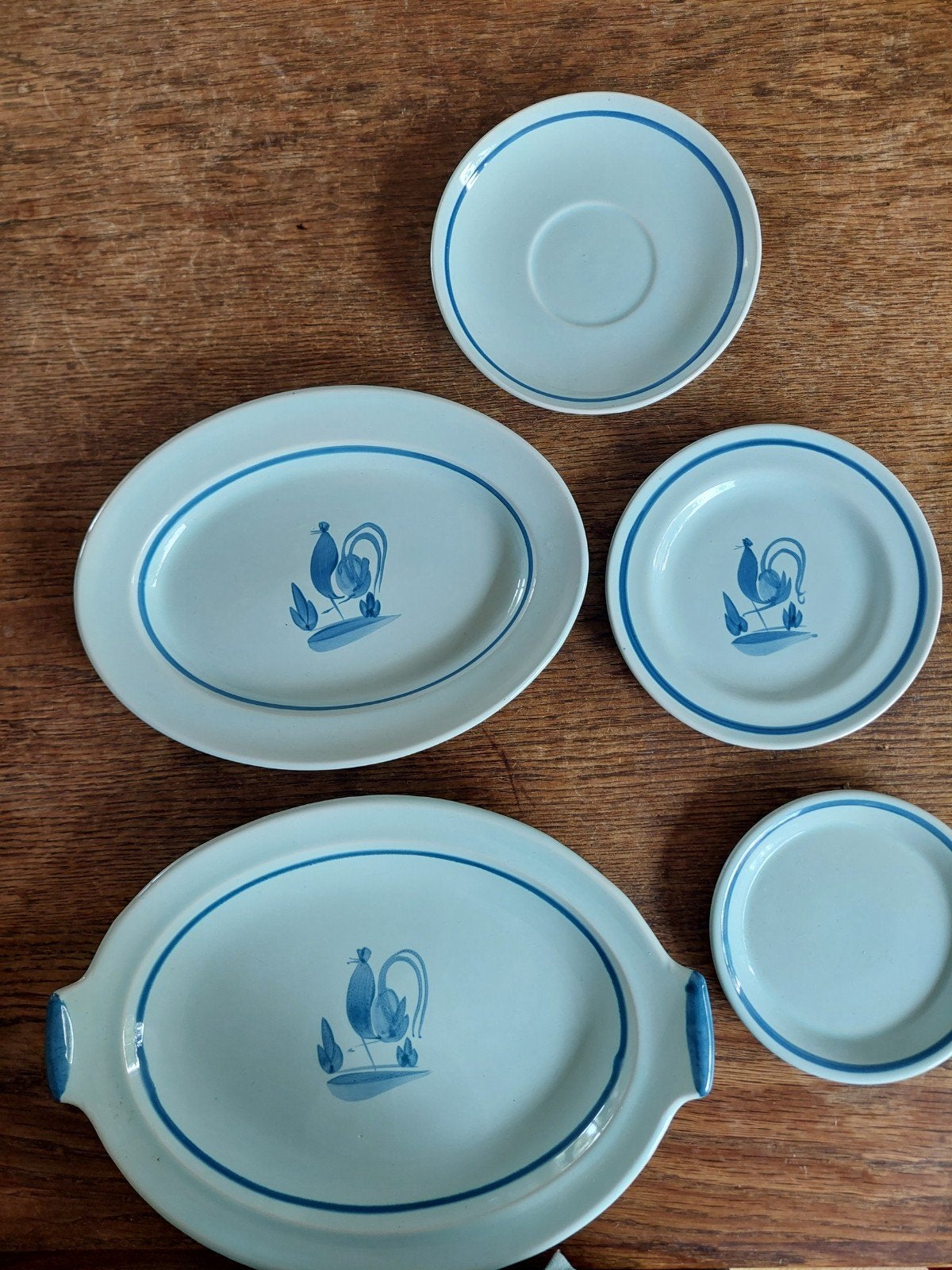 Vintage Fajans Sweden Schalen en Borden met Haan Decor, Ophalen of Verzenden