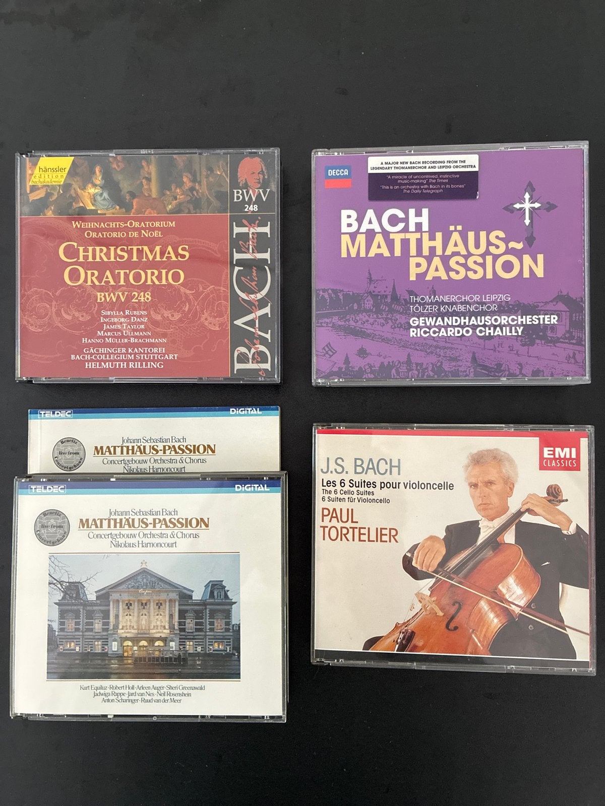 4 dubbel CD's Bach: Matthäus Passion, Christmas Oratorio, Ce, Gebruikt, Boxset, Ophalen of Verzenden, Inclusief boekje