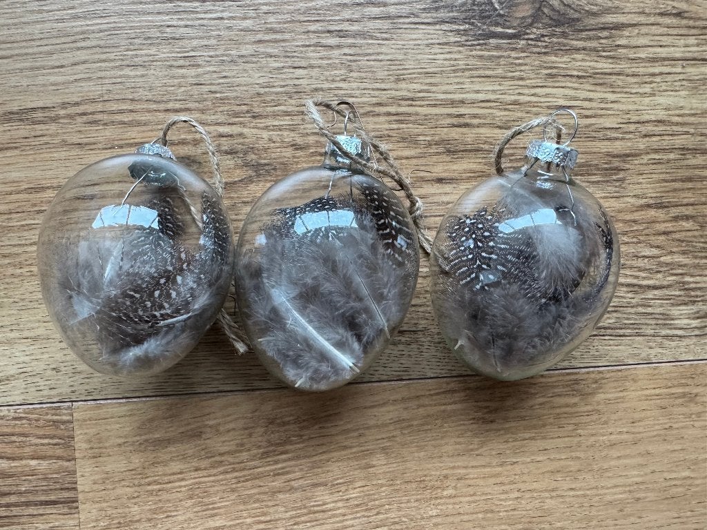 Kerstballen van glas met veertjes - nieuw, Ophalen of Verzenden, Nieuw