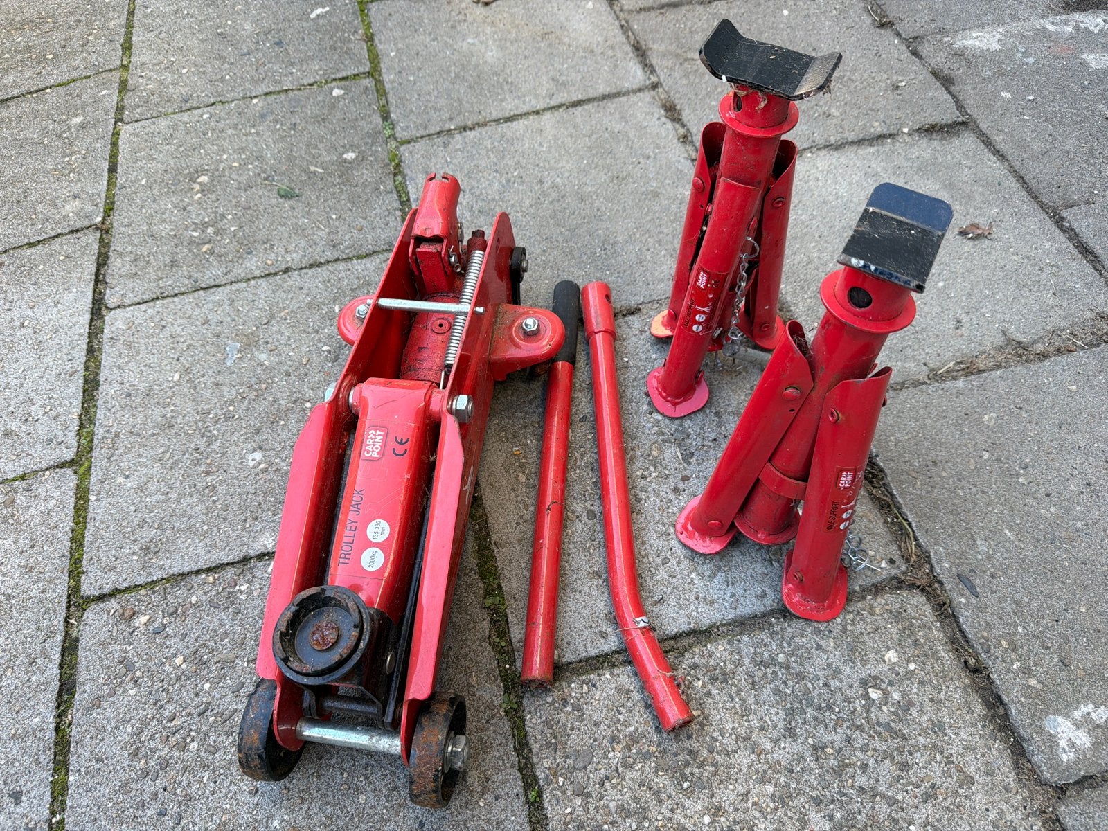 Garagekrik 2000 kg / 135-330 mm met assteunen - Gebruikt, Ophalen of Verzenden, Gebruikt, Hydraulisch, Garagekrik