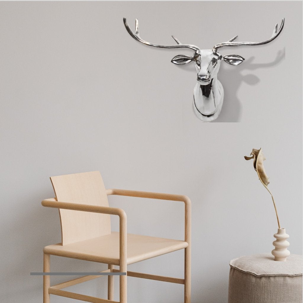 Wanddecoratie Hert Sauerland Aluminium Zilver 47x27x42 cm, Info@edvonline.nl, 47 cm, Inductorstraat 9 b -3903KA Veenendaal, Ophalen of Verzenden