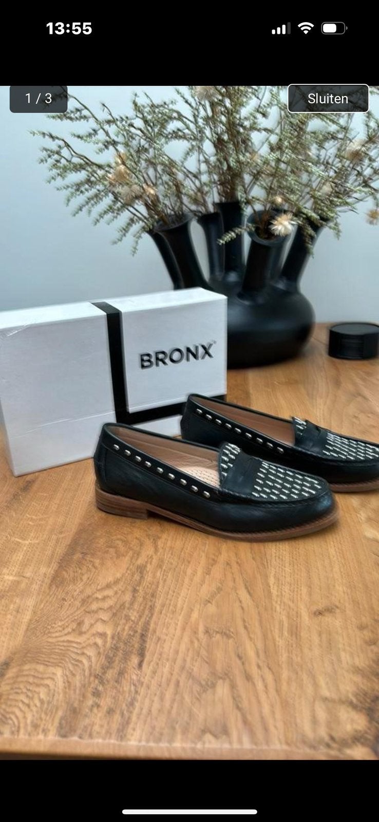 Bronx loafers zwart met studs 38 nieuw, Ophalen of Verzenden, Zo goed als nieuw, Pruik of Haarverlenging