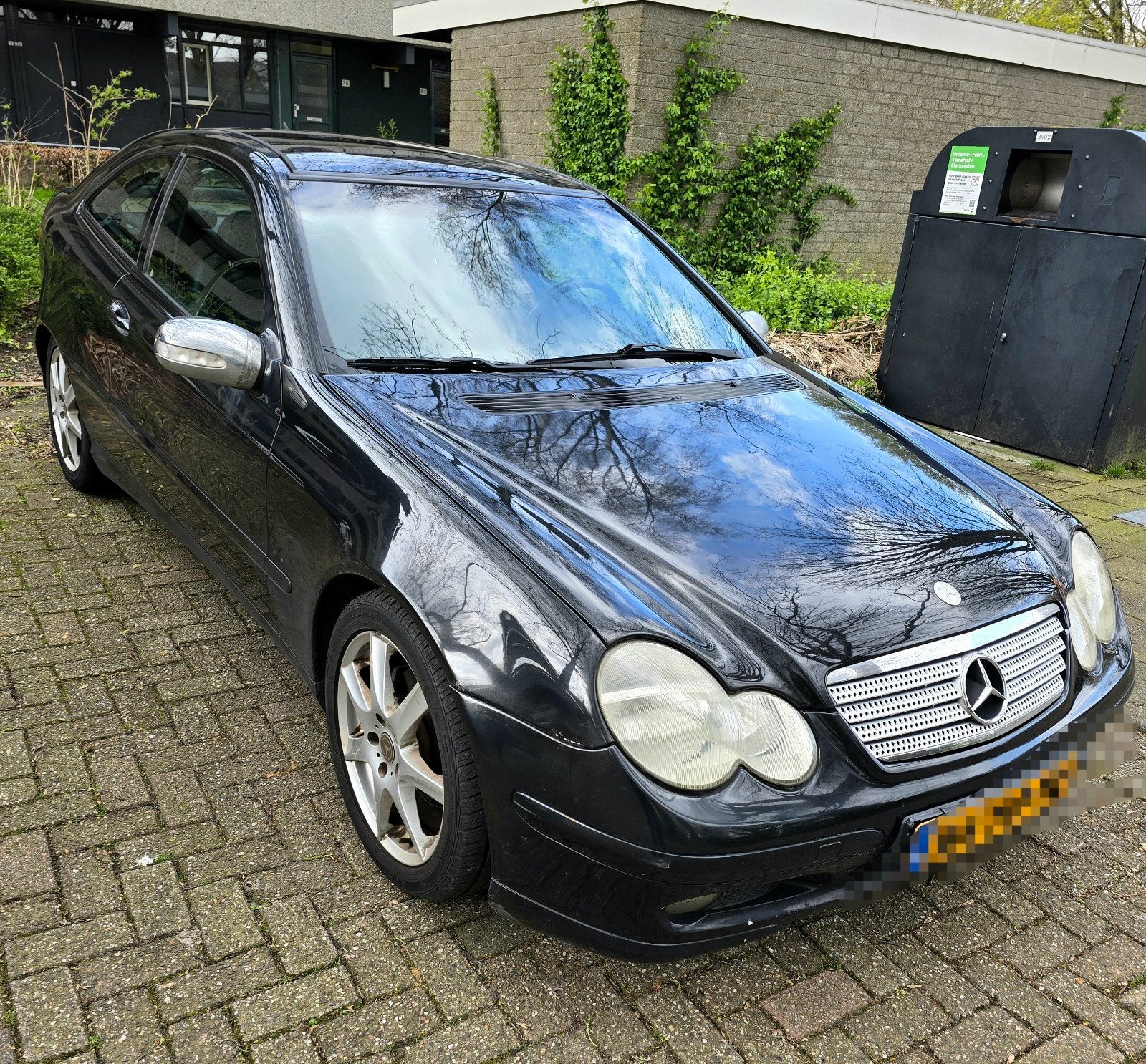 Mercedes-Benz C200 Kompressor Coupé | 2001., Auto's, Zwart, Zwart, Leder, Handgeschakeld