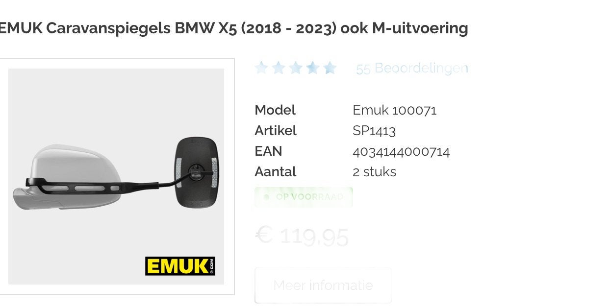 EMUK Caravanspiegels BMW X5 (2018-2023) ook M-uitvoering, Auto-onderdelen, Ophalen of Verzenden, Gebruikt, BMW