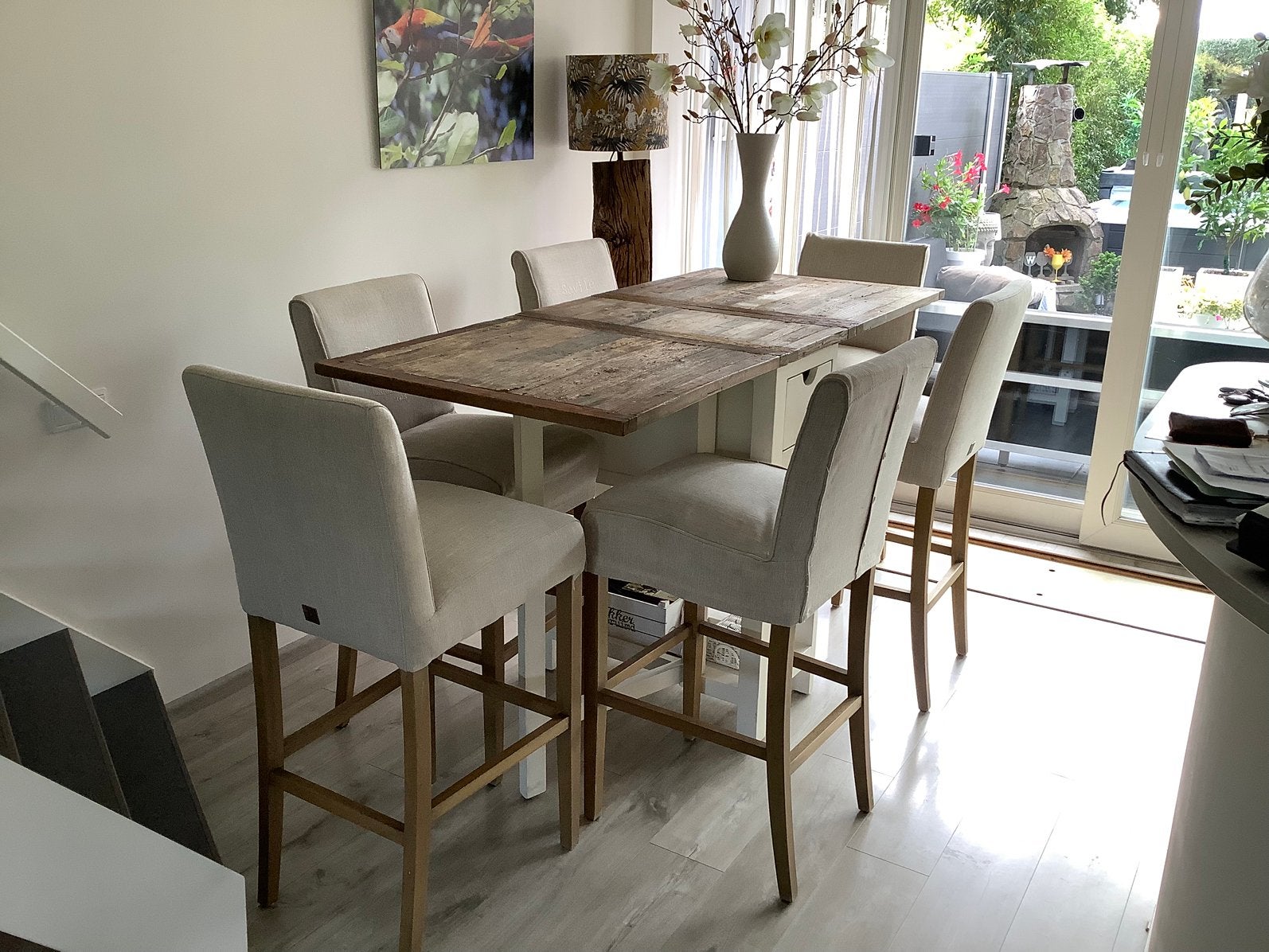 Riviera Maison bartafel inklapbaar met 6 gratis barkrukken, Gebruikt, Ophalen of Verzenden, 75 cm of meer, 60 cm of meer