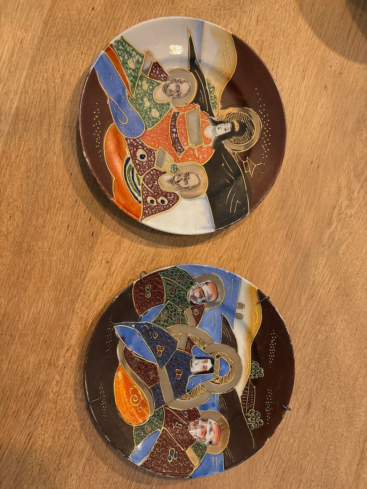 Set van 2 antieke Japanse Satsuma-stijl decoratieve borden, Ophalen of Verzenden