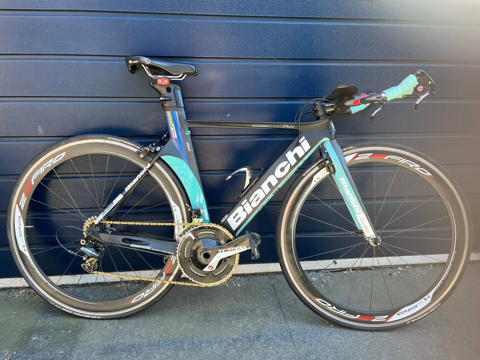 Bianchi tijdritfiets (maat 47) + dicht achterwiel, 28 inch, Gebruikt, Carbon, Velgrem